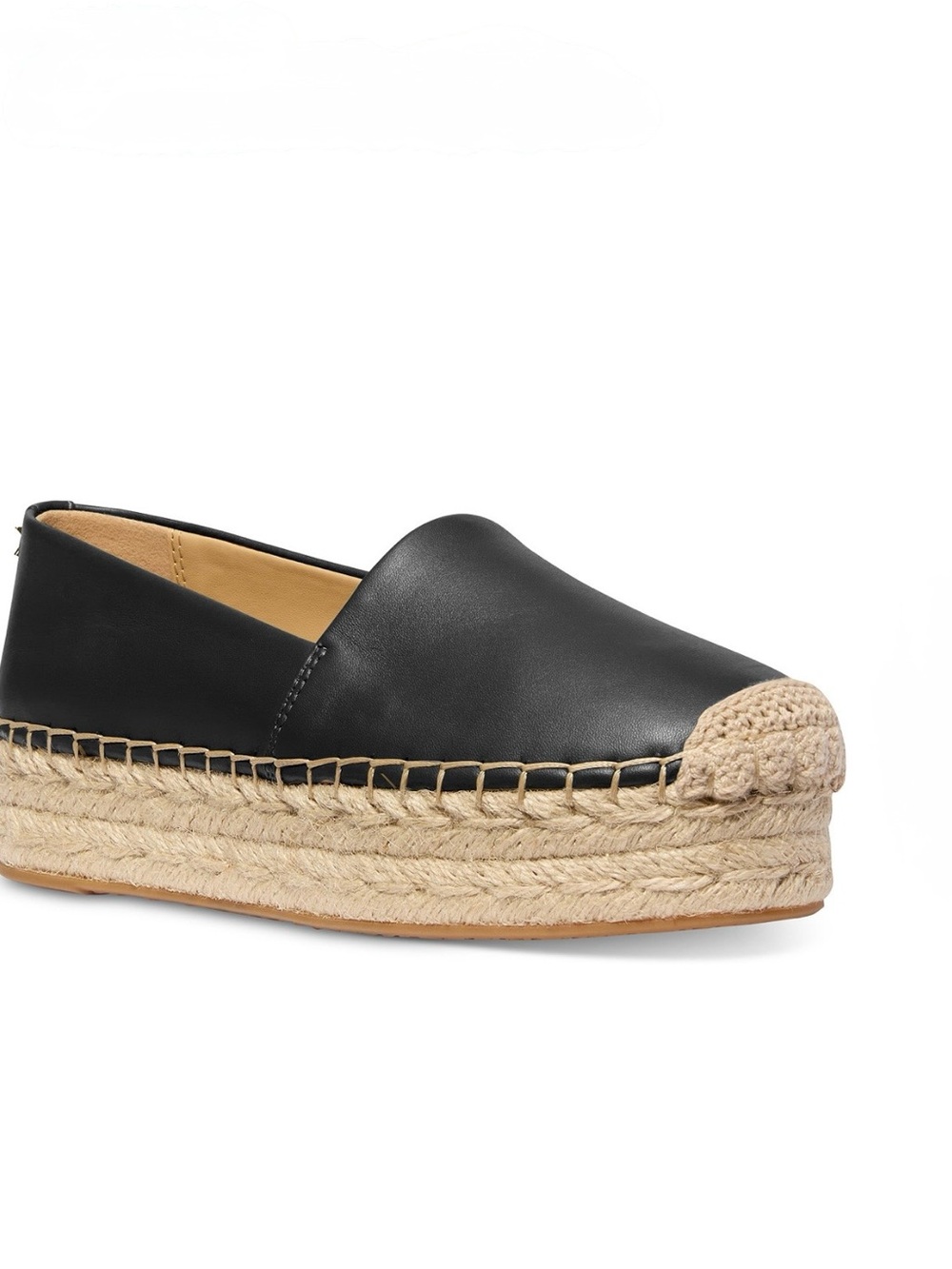 MICHAEL Michael Kors Black Slip-On Espadrilles with Jute Trim, Size 6.5